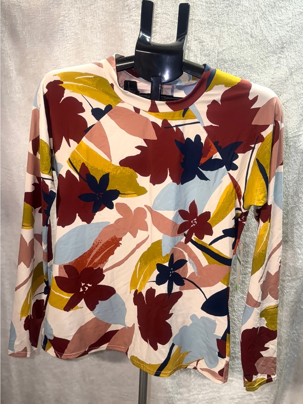 Long Sleeve Floral Print  bikini long sleve Top in Multi-Color